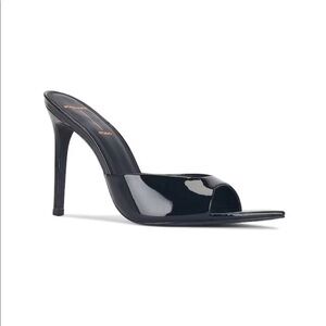 Patent Leather Black Suede Studio Heel